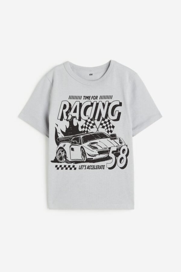 H&M Grey Printed cotton T-shirt