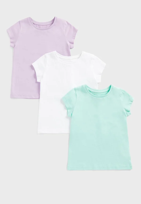 Mothercare Plain T-Shirts Pack of 3 white, Mint Green, White,