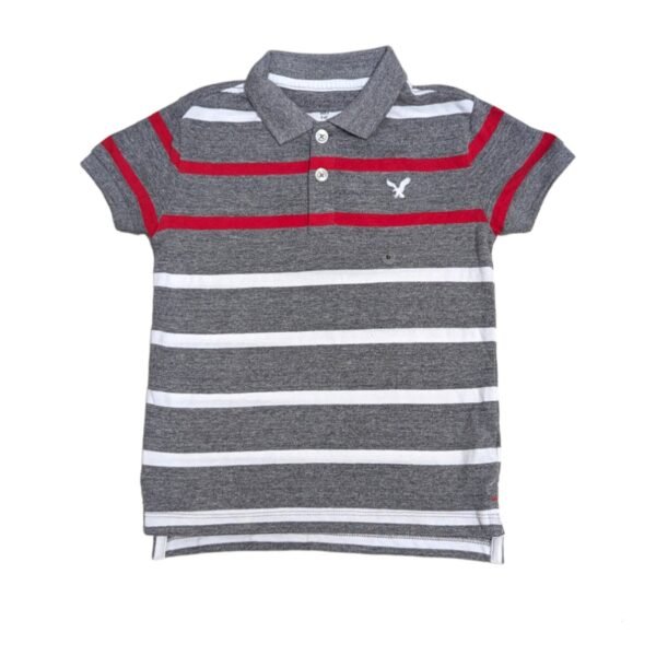 American Eagle Grey Striped Polo