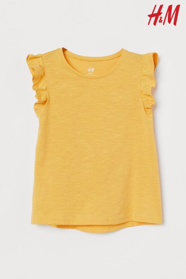 H&M Frill Sleeves Yellow T-Shirt
