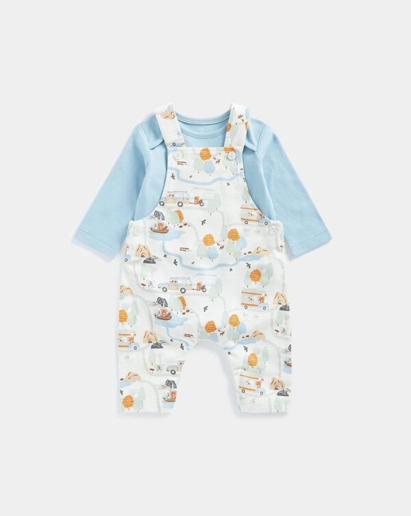 Mothercare Boy Lined Dungaree Cars with Bodysuit