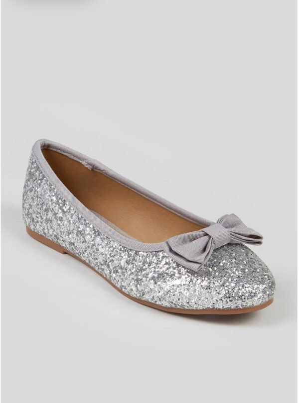Matalan Girls Silver Glitter Ballet Flats