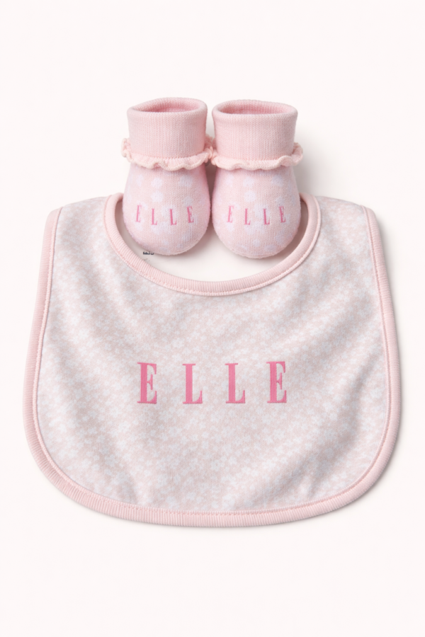 Elle Baby 0-6m Bib with Socks Set Floral Girl